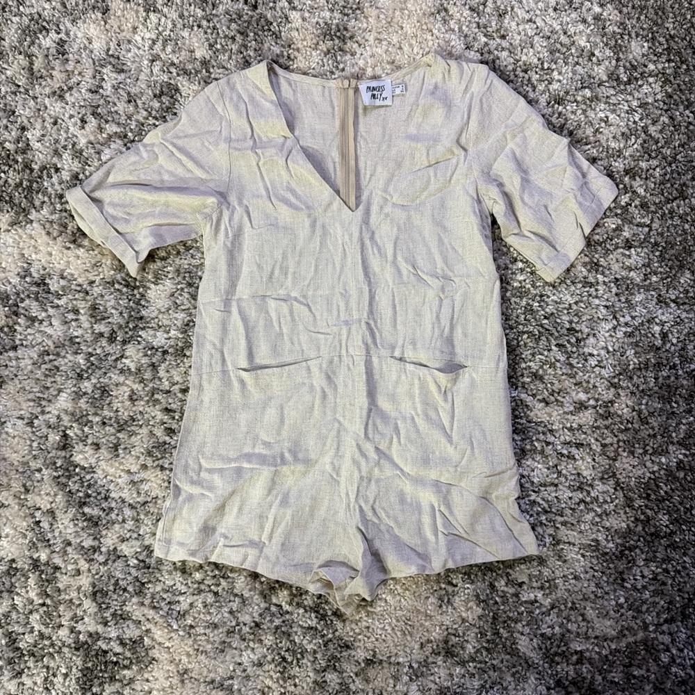Princess Polly Cream Short Sleeve Romper